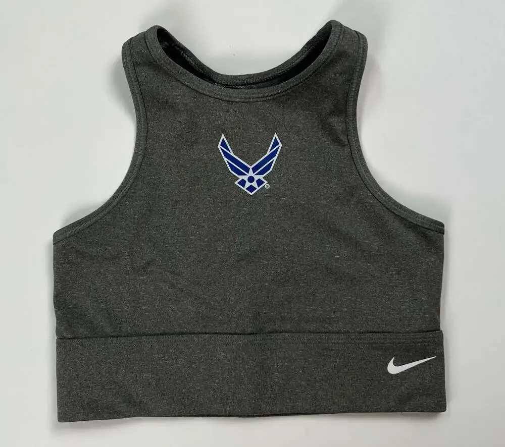Nike Women's USAF Air Force Dri-FIT Racerback Sports Bra Tank Top Gray Small
